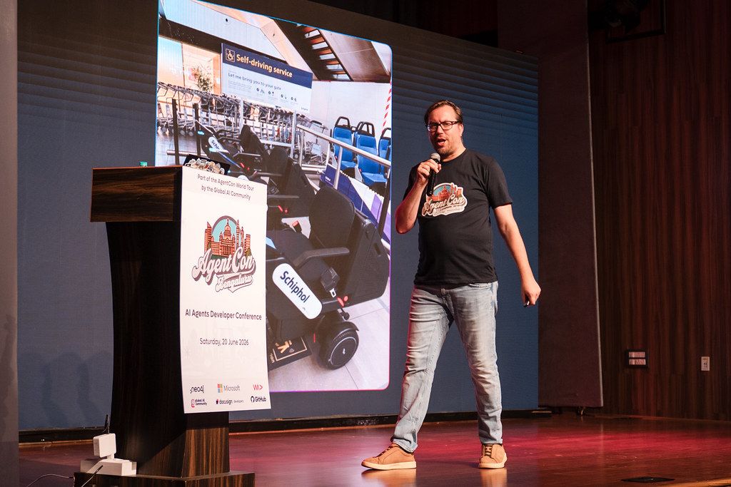 A live demo on stage at AgentCon Bengaluru